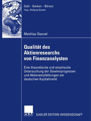 cover image of Qualität des Aktienresearch von Finanzanalysten